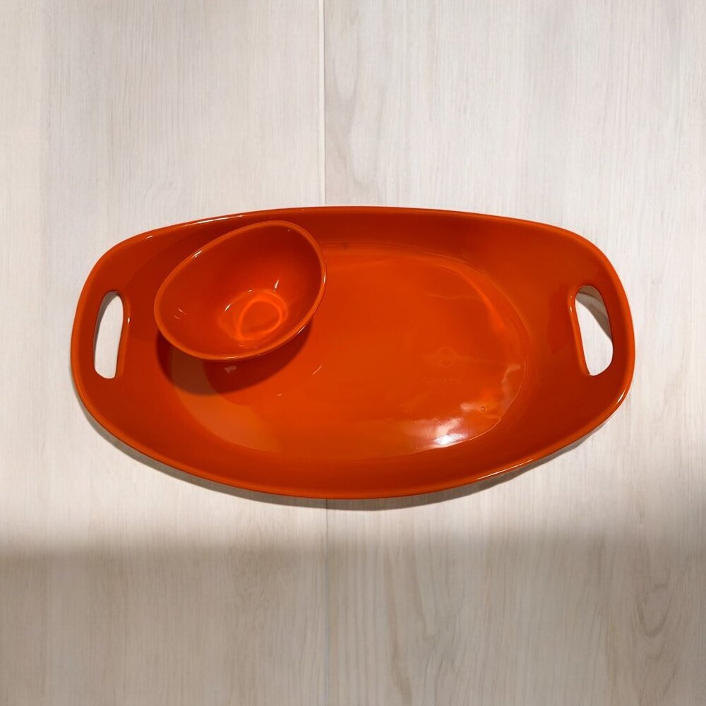 Rachael Ray Orange Glossy Finish Double Handle Baking Dish and Bowl Lot Of 2